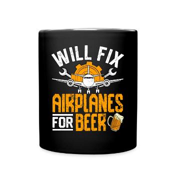 Réparera les avions pour la bière - Mug uni - noir - Devant