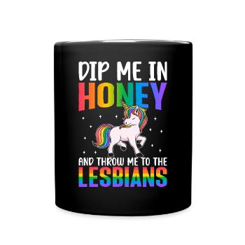 Throw Me To The Lesbians Lesbian Pride LGBTQ - Full Colour Mug - black - Front