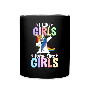 J’aime les filles qui aiment les filles comme la fierté lesbienne - Mug uni - noir - Devant