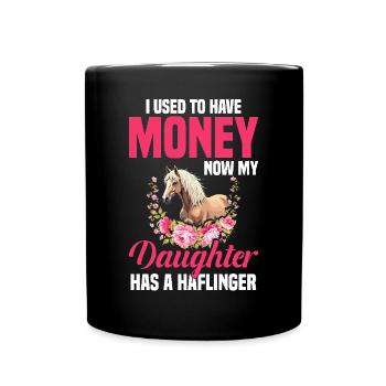 Propriétaire de cheval Argent Ma fille a un haflinger - Mug uni - noir - Devant