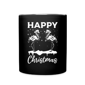 Happy Christmas - Flamingo Lover Pink Flamingo - Tasse einfarbig - Schwarz - Vorne