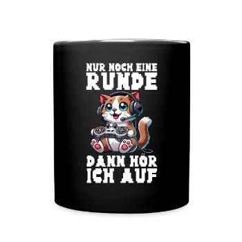 Just one more round, then I'll listen to cats - Full Colour Mug - black - Front