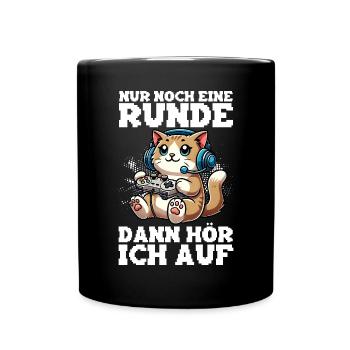 Just one more round, then I'll listen to cats - Full Colour Mug - black - Front
