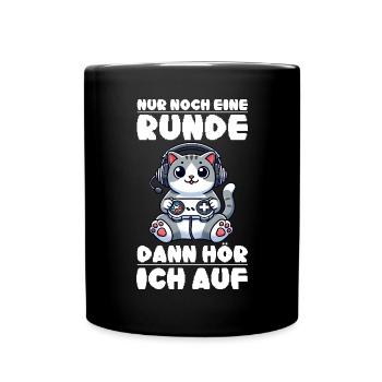 Just one more round, then I'll listen to cats - Full Colour Mug - black - Front
