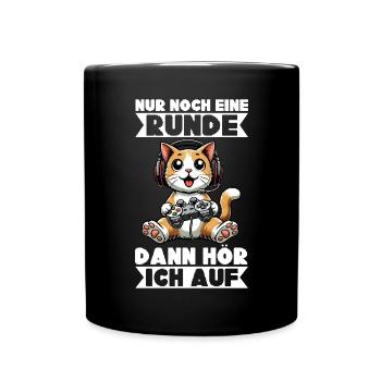 Just one more round, then I'll listen to cats - Full Colour Mug - black - Front