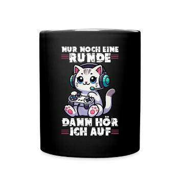 Just one more round, then I'll listen to cats - Full Colour Mug - black - Front