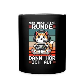 Just one more round, then I'll listen to cats - Full Colour Mug - black - Front