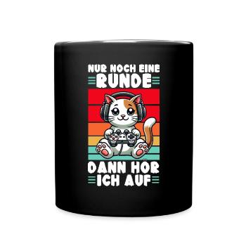 Just one more round, then I'll listen to cats - Full Colour Mug - black - Front