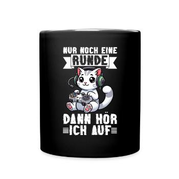 Just one more round, then I'll listen to cats - Full Colour Mug - black - Front