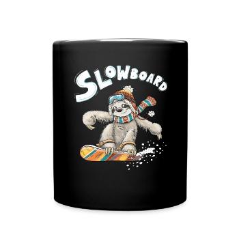 Paresseux Planche à neige Jeu de mots Slowboard Humour Sports d’hiver - Mug uni - noir - Devant