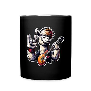 Alpaca Rock and Roll Guitarist - Full Colour Mug - black - Front