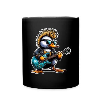 Ente Rock and Roll Gitarrist - Tasse einfarbig - Schwarz - Vorne
