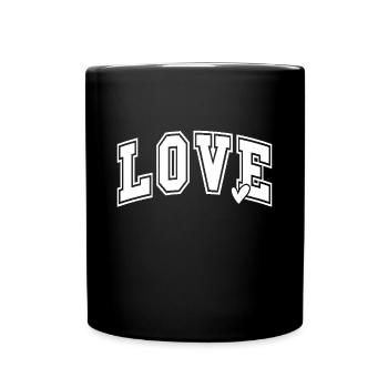Liebe Schriftzug Mit Herzmotiv - Tasse einfarbig - Schwarz - Vorne