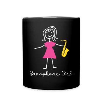 Saxophone Saxophone Girl - Tasse einfarbig - Schwarz - Vorne