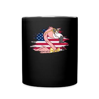 Flamant rose Drapeau américain Flamingo Lover - Mug uni - noir - Devant