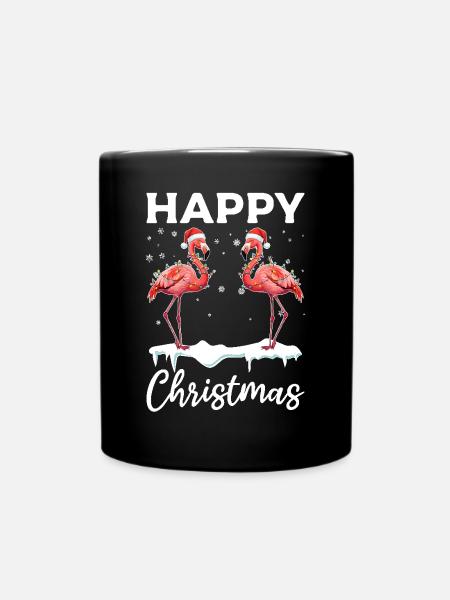 Happy Christmas - Pink Flamingo Flamingo Lover - Tasse einfarbig - Schwarz