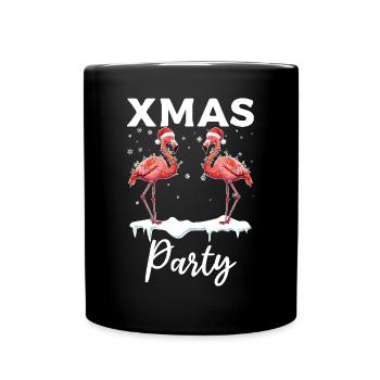 Flamant rose Noël Fête Flamingo Lover - Mug uni - noir - Devant