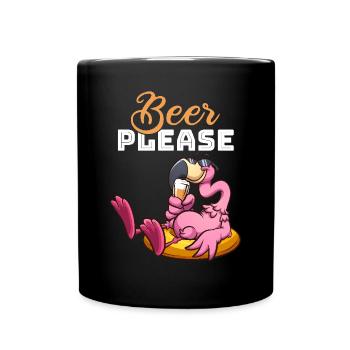 Funny Flamingo Beer - Funny Flamingo Beer please - Full Colour Mug - black - Front
