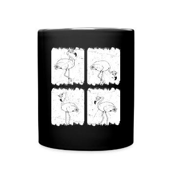 Retro Flamingo - Pink Flamingo Bird - Full Colour Mug - black - Front