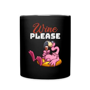 Funny Flamingo Wine - Funny Flamingo Wine please - Full Colour Mug - black - Front