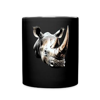 Nashorn Rhinozeros Afrika Safari Nashörner Rhino - Tasse einfarbig - Schwarz - Vorne