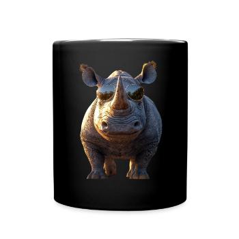 Nashorn Rhinozeros Afrika Safari Nashörner Rhino - Tasse einfarbig - Schwarz - Vorne