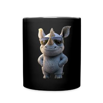 Nashorn Rhinozeros Afrika Safari Nashörner Rhino - Tasse einfarbig - Schwarz - Vorne