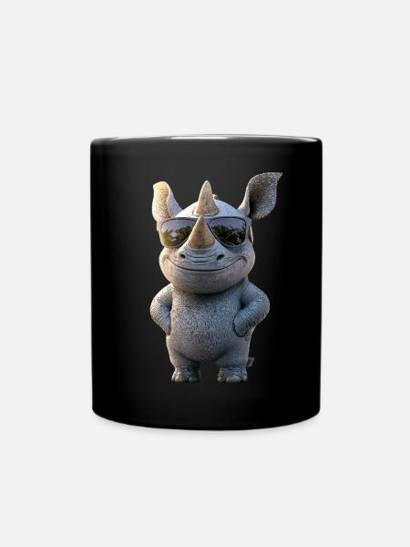 Rhino Rhinoceros Africa Safari Rhinos Rhino - Full Colour Mug - black