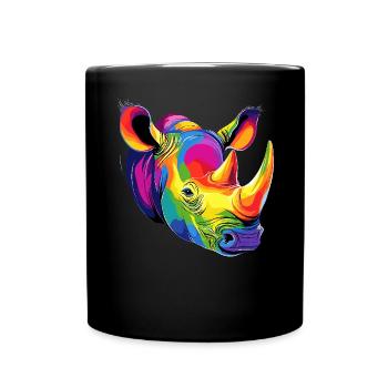 Nashorn Rhinozeros Afrika Safari Nashörner Rhino - Tasse einfarbig - Schwarz - Vorne