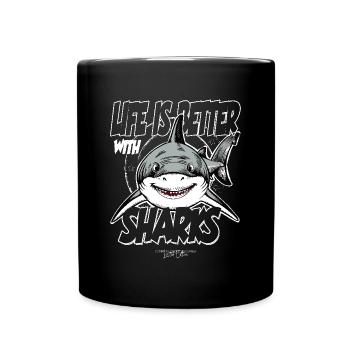 Life is better with sharks - Underwater - Full Colour Mug - black - Front