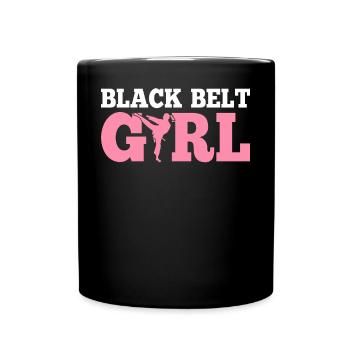 Ceinture noire fille American Taekwondo Karaté - Mug uni - noir - Devant