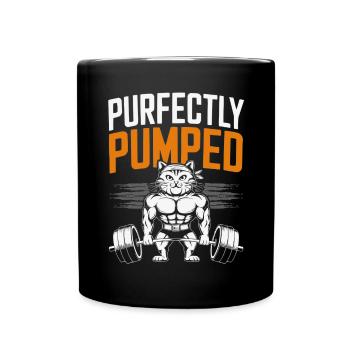 Bodybuilding Cat Fitness Workout Gym Instructor - Full Colour Mug - black - Front