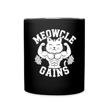 Bodybuilding Cat Fitness Workout Gym Instructor - Full Colour Mug - black - Front