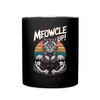 Bodybuilding Cat Fitness Workout Gym Instructor - Full Colour Mug - black - Front