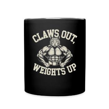 Bodybuilding Cat Fitness Workout Gym Instructor - Full Colour Mug - black - Front