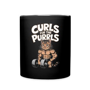 Bodybuilding Katze Fitness Workout Gym Instruktor - Tasse einfarbig - Schwarz - Vorne