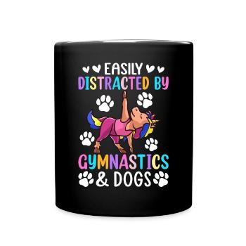 Distracted By Gymnastics & Dogs Gymnast Girl - Full Colour Mug - black - Front