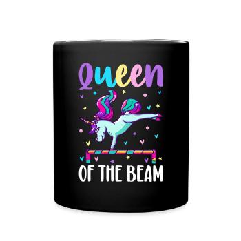 Queen Of The Beam Gymnastics Cartwheel Gymnast - Full Colour Mug - black - Front