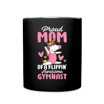 Mom Of A Flippin' Awesome Gymnast Gymnastics Mom - Full Colour Mug - black - Front