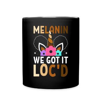 Mélanine Nous l’avons localisé Peau brune Noir Afro - Mug uni - noir - Devant