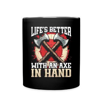 Axt Werfen Axt Werfer Axe Throwing - Tasse einfarbig - Schwarz - Vorne