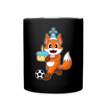 Fuchs Geburtstag Fußball - Tasse einfarbig - Schwarz - Vorne