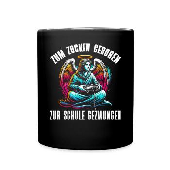 Né pour jouer Forcé d’aller à l’école Angel - Mug uni - noir - Devant