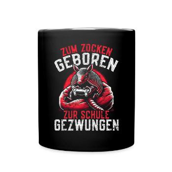 Born to gamble Forced to go to school Armadillo - Full Colour Mug - black - Front