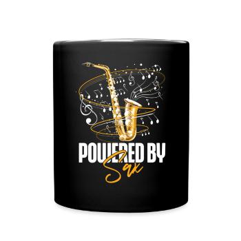 Saxophone Pun Powered By Sax - Full Colour Mug - black - Front