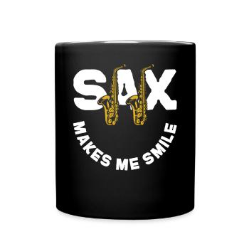 Saxophone Pun Sax Makes Me Smile - Full Colour Mug - black - Front
