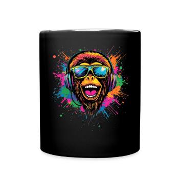 Gibbon Monkey Whitehand Gibbon Monkey Cute Lar Gibbons - Full Colour Mug - black - Front