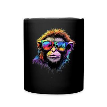 Gibbon Monkey Whitehand Gibbon Monkey Cute Lar Gibbons - Full Colour Mug - black - Front