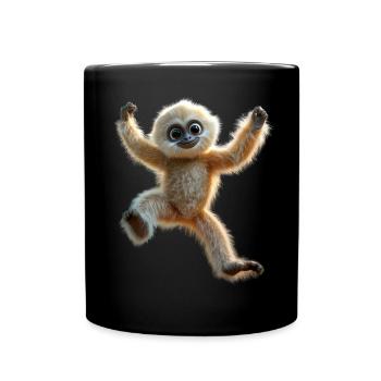 Gibbon Monkey Whitehand Gibbon Monkey Cute Lar Gibbons - Full Colour Mug - black - Front