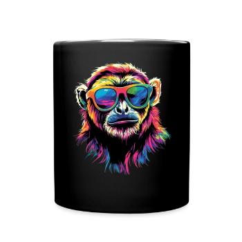 Gibbon Affe Weißhandgibbon Monkey Süße Lar Gibbons - Tasse einfarbig - Schwarz - Vorne